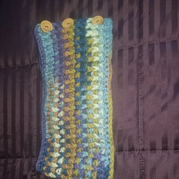 Handcrafted Multicolor 3 Button Cowl Neckwarmer - Mediumweight - Picture 2 of 8